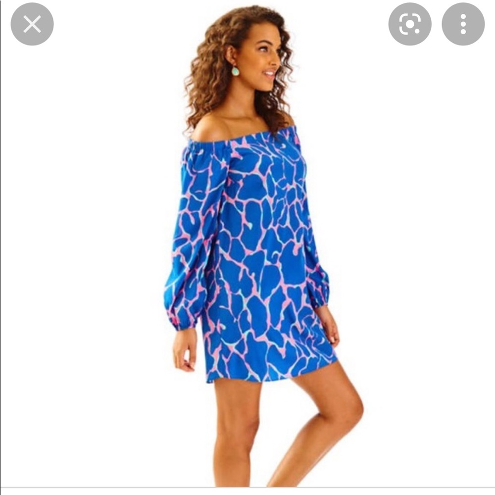 Lilly Pulitzer Adria silk off shoulder sheath dress sz xs